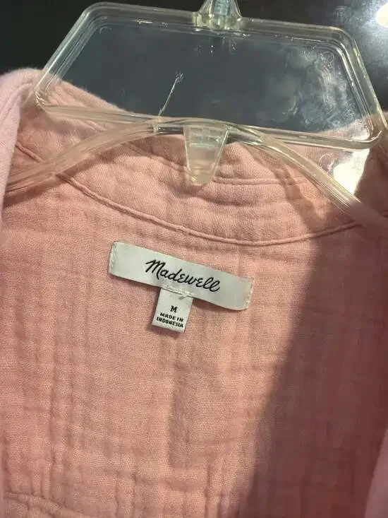 Madewell Pink Gauze Short Sleeve Duo-Pocket Button-Down Shirt - Picture 2 of 4